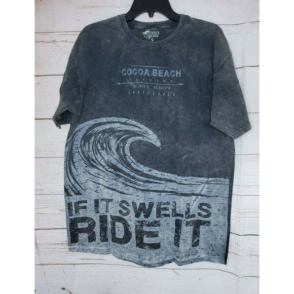 RFBF Large Supershrunk Cocoa Beach Florida If It Swells Ride It Gray T Shirt - Picture 5 of 9